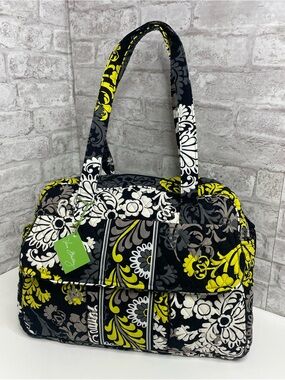 Vera Bradley Large Baby Diaper Bag Retired Baroque Yellow Black White Floral NWT